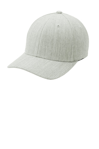Left View of Light Hthr Gry Port Authority Flexfit Wool Blend Cap. C928