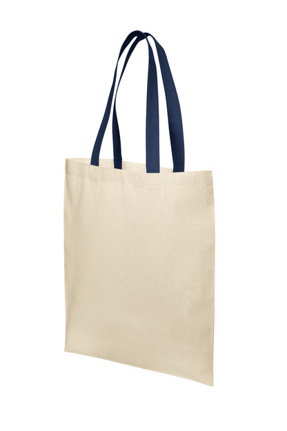 Left View of Nat/RvBlNv Port Authority Core Cotton Tote BG1500