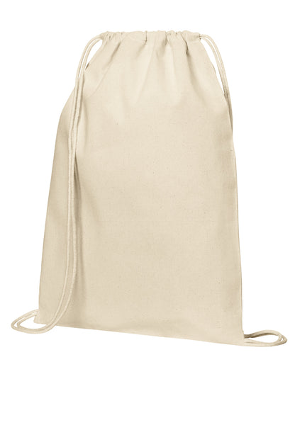 Left View of Natural Port Authority Core Cotton Cinch BG6200