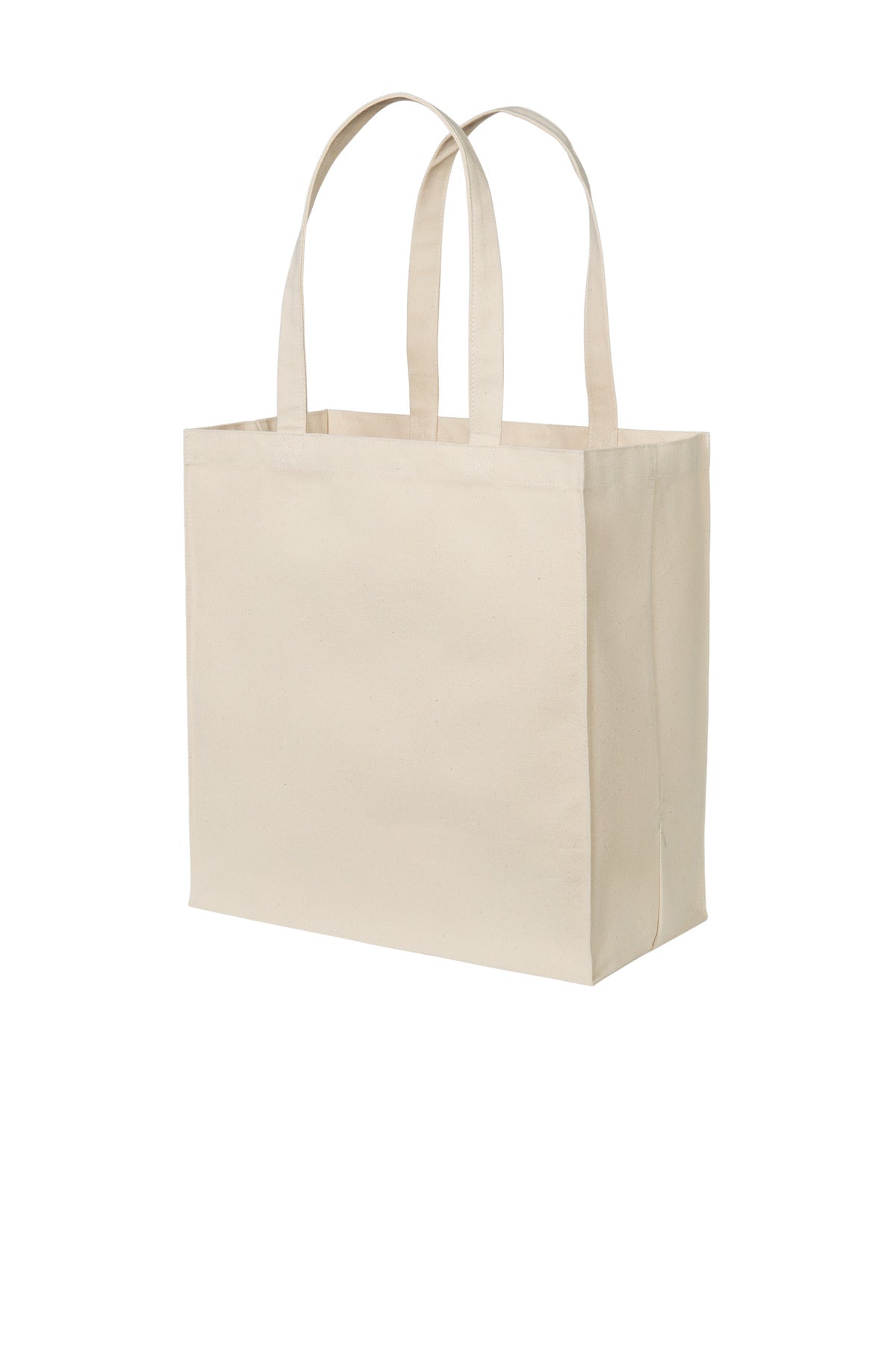 Left View of Natural Port Authority Cotton Canvas Over-the-Shoulder Tote BG426