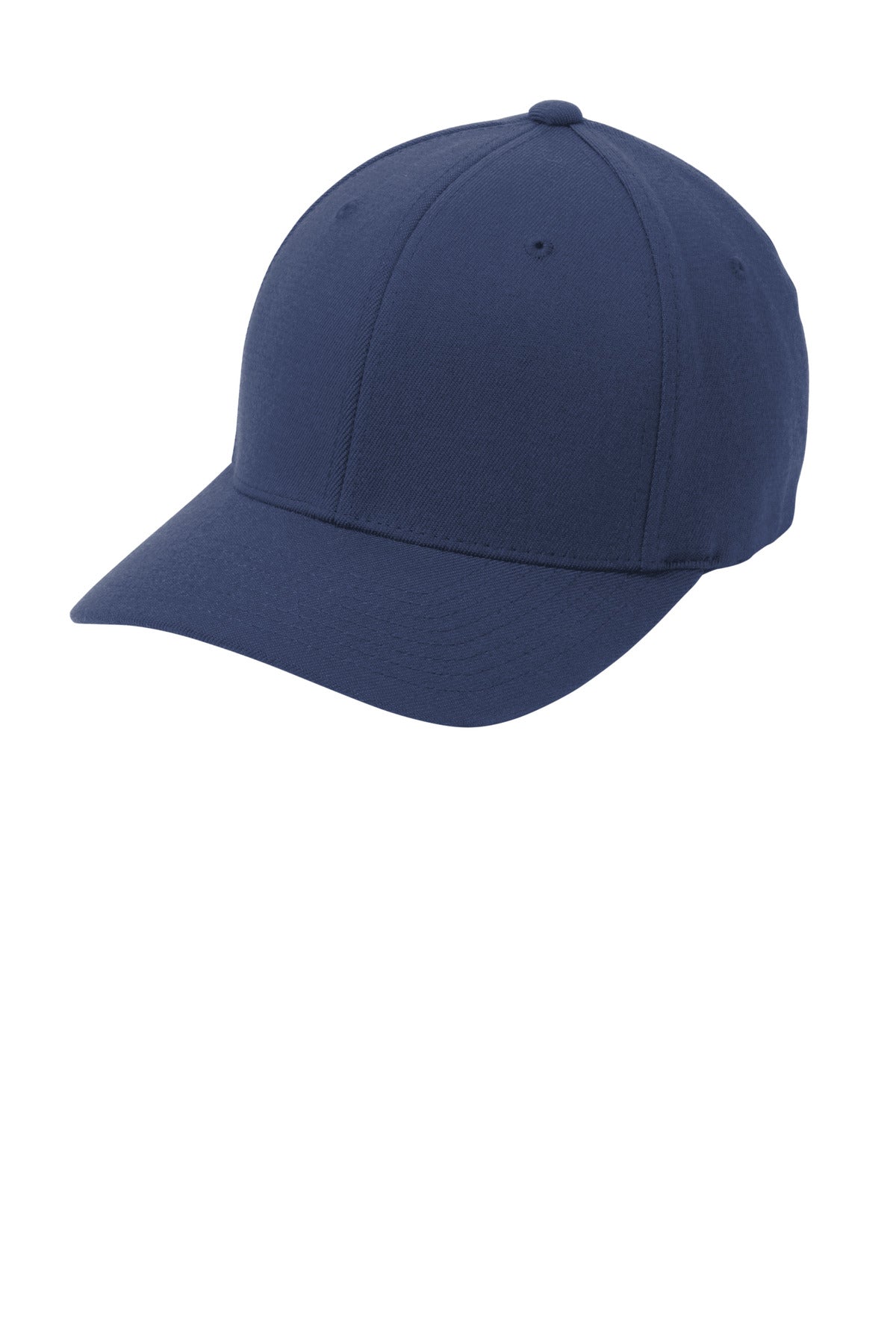 Left View of Navy Port Authority Flexfit Wool Blend Cap. C928
