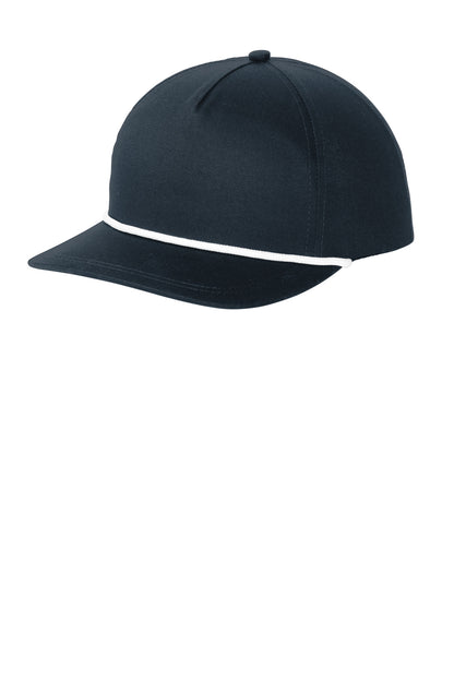 Left View of Navy/White Port Authority Snapback Five-Panel Rope Cap C962