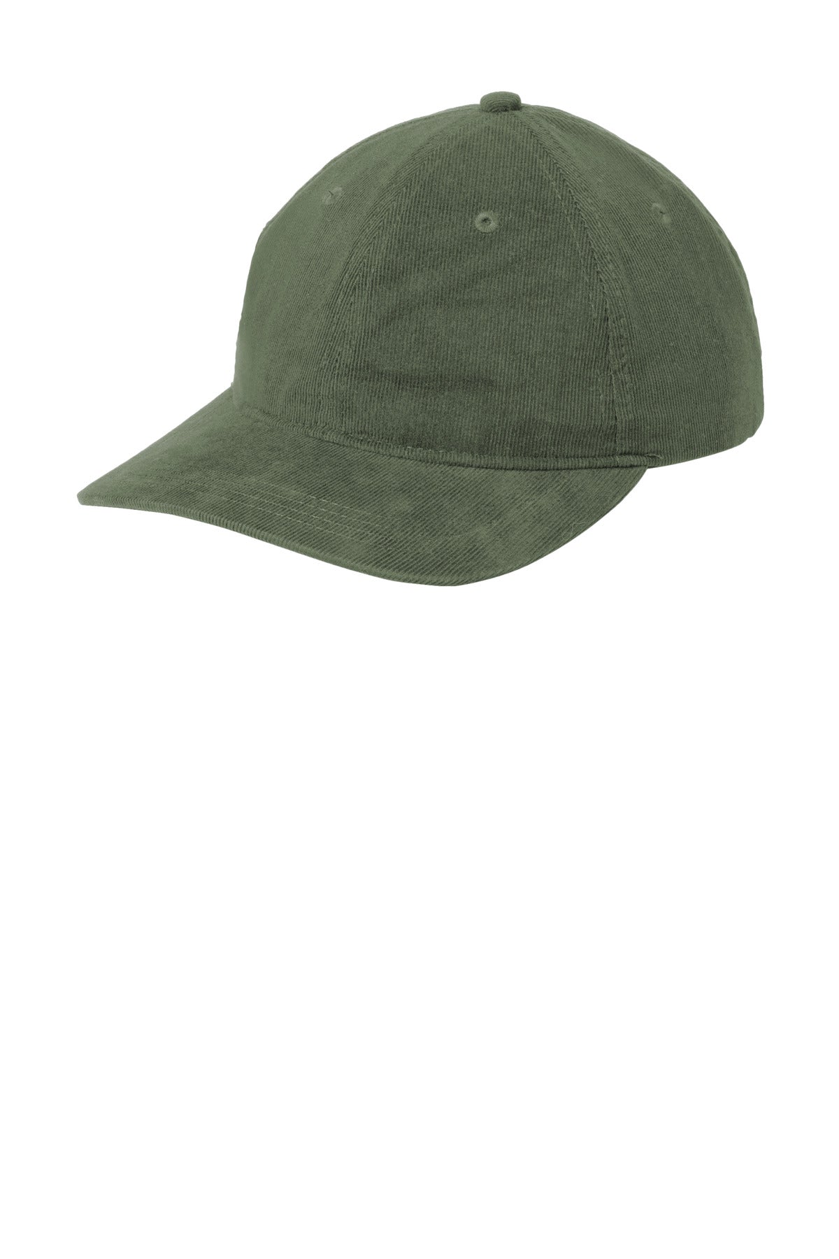 Left View of OliveGreen Port Authority Light Corduroy Dad Cap C973