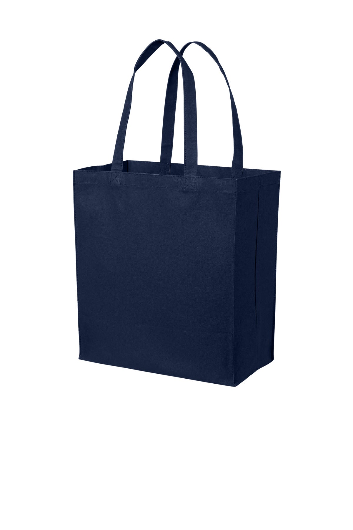 Left View of RiverBlNv Port Authority Cotton Canvas Over-the-Shoulder Tote BG426