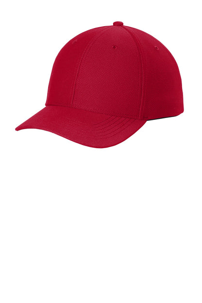 Left View of True Red Sport-Tek Action Snapback Cap. STC50