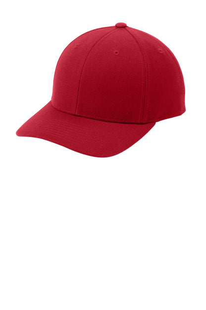 Left View of True Red Sport-Tek YP Classics Curve Bill Snapback Cap. STC43