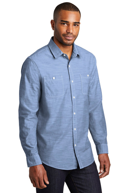Light Blue Port Authority Slub Chambray Shirt. W380