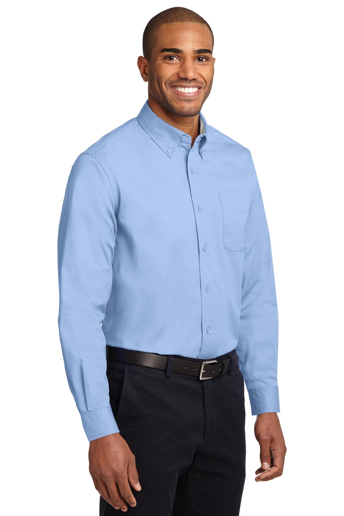 Light Blue Port Authority Tall Long Sleeve Easy Care Shirt. TLS608