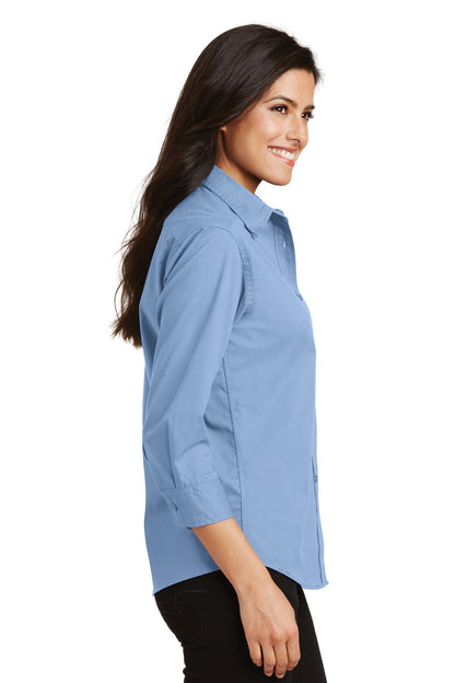 Light Blue Port Authority Women's 3/4-Sleeve Easy Care Shirt. L612