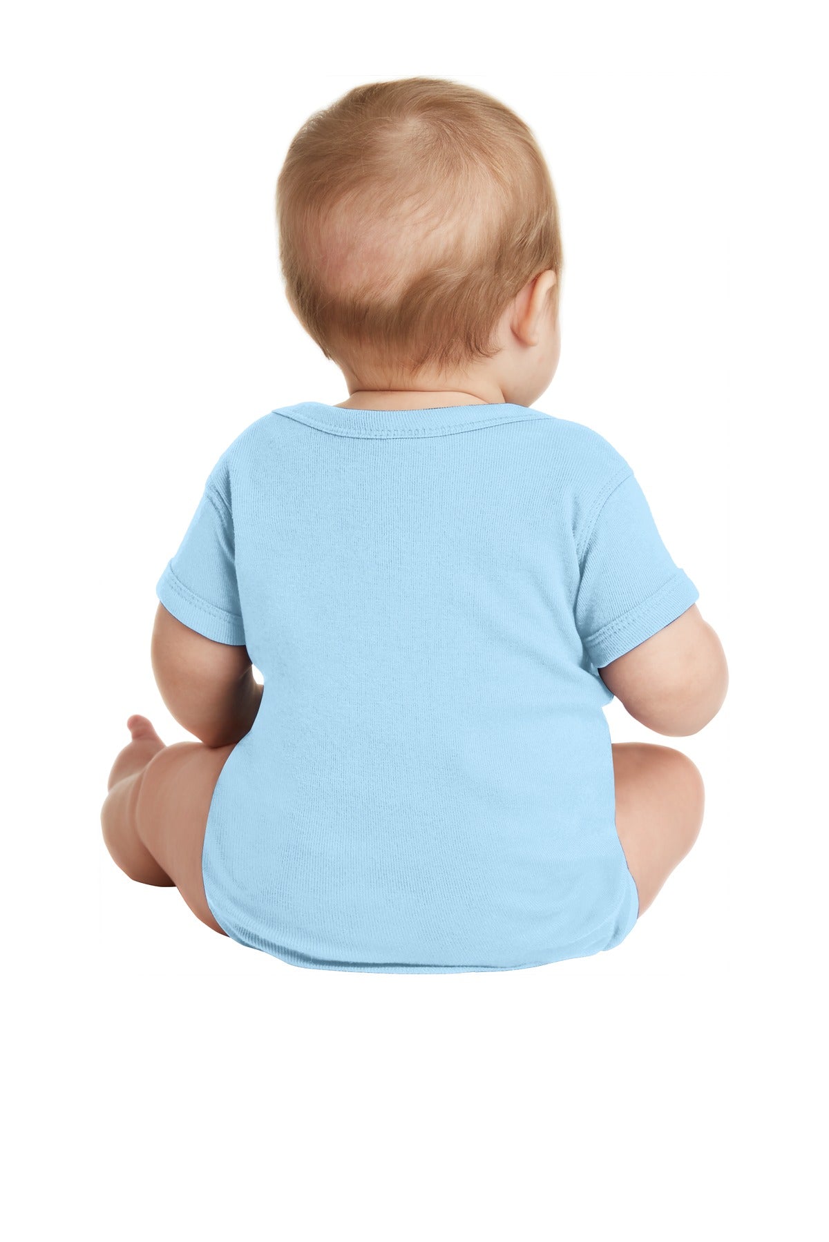 Light Blue Rabbit Skins Infant Short Sleeve Baby Rib Bodysuit. RS4400