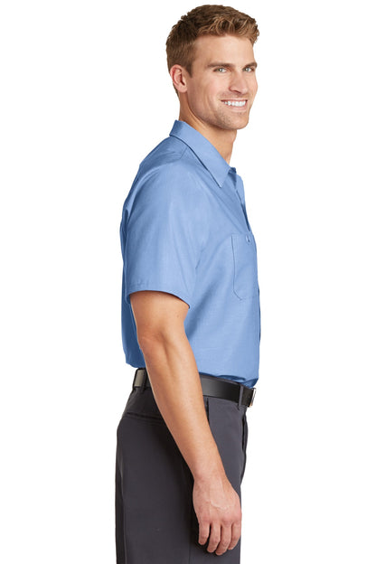 Light Blue Red Kap Long Size, Short Sleeve Industrial Work Shirt. SP24LONG