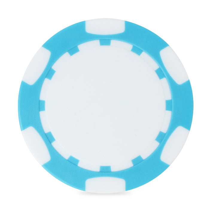 Light Blue/White Ahead 2-Sided Poker Chip plain