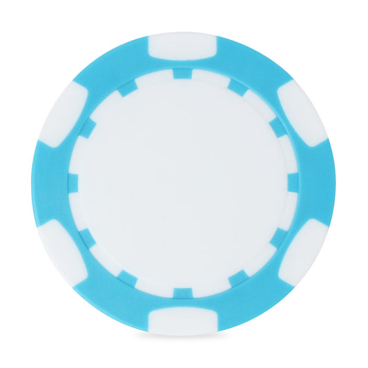 Light Blue/White Ahead 2-Sided Poker Chip plain