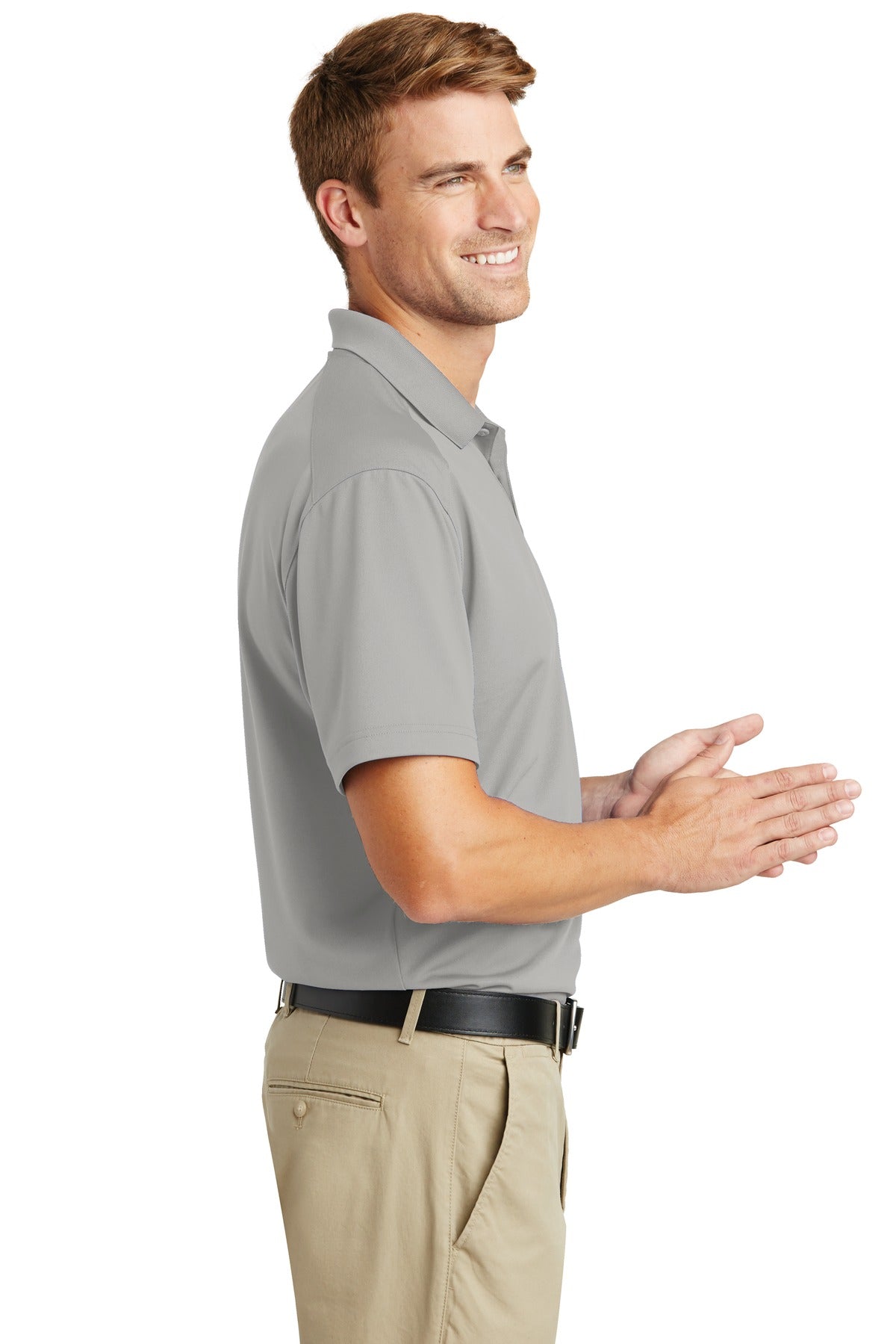 Light Grey CornerStone Select Lightweight Snag-Proof Polo. CS418