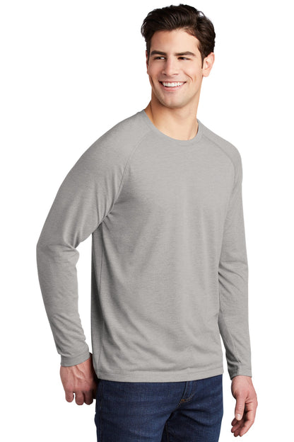 Light Grey Hth Sport-Tek PosiCharge Long Sleeve Tri-Blend Wicking Raglan Tee ST400LS