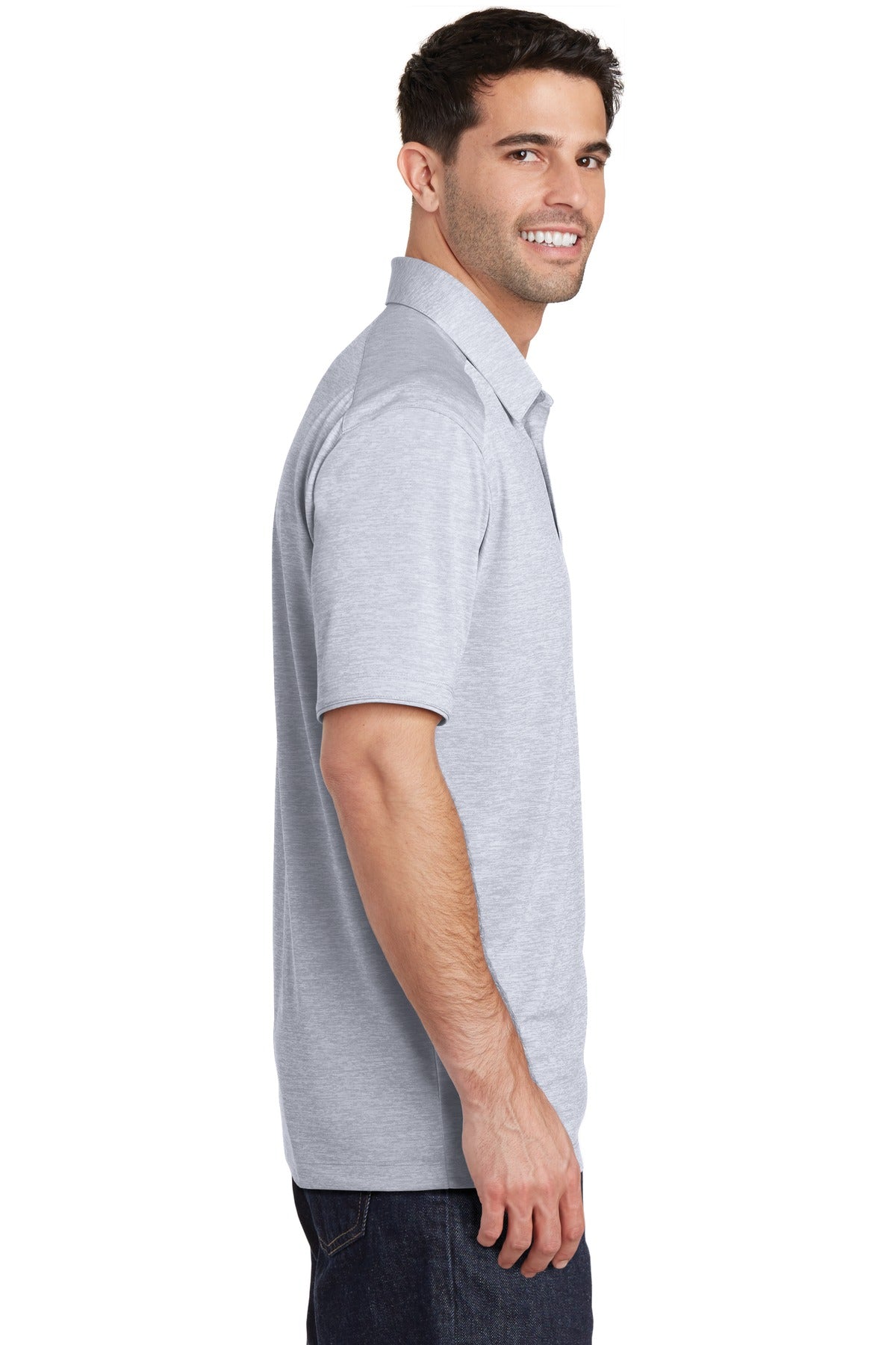 Light Grey Port Authority Digi Heather Performance Polo. K574