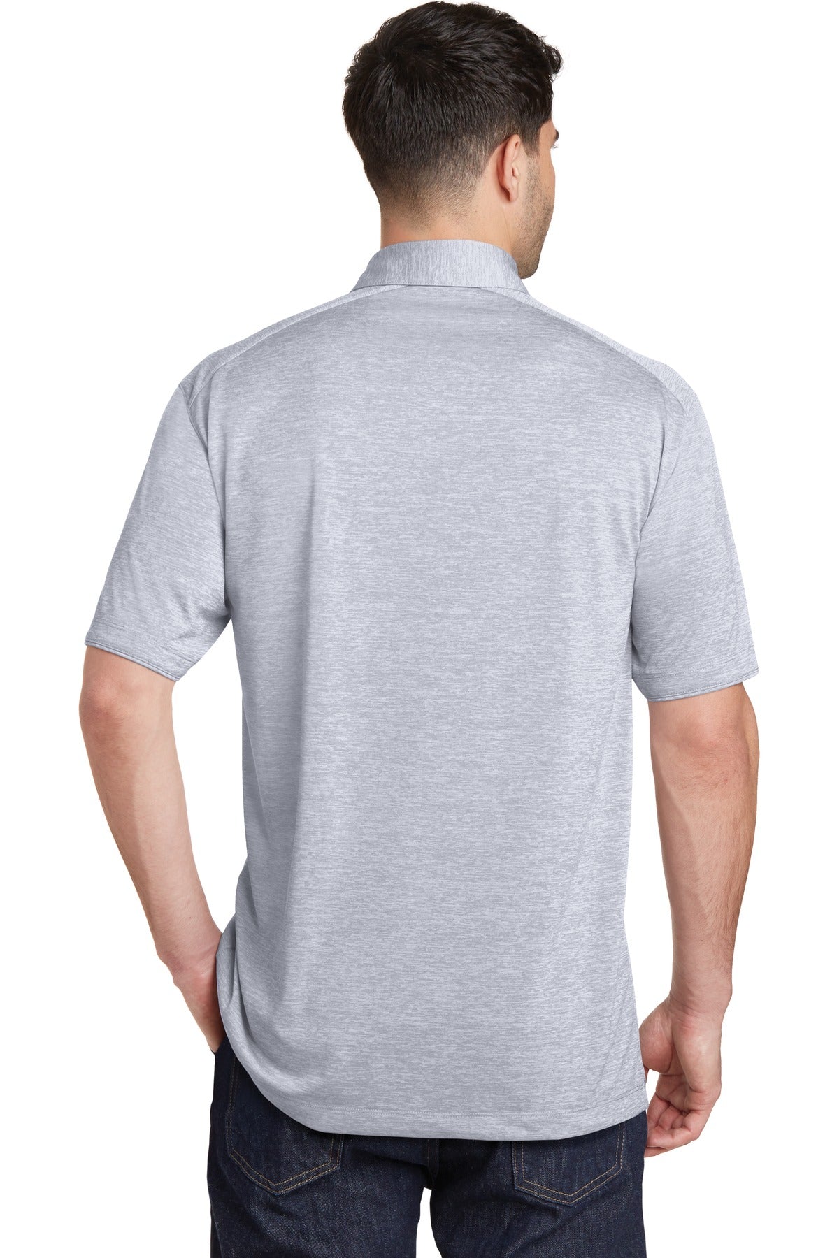 Light Grey Port Authority Digi Heather Performance Polo. K574