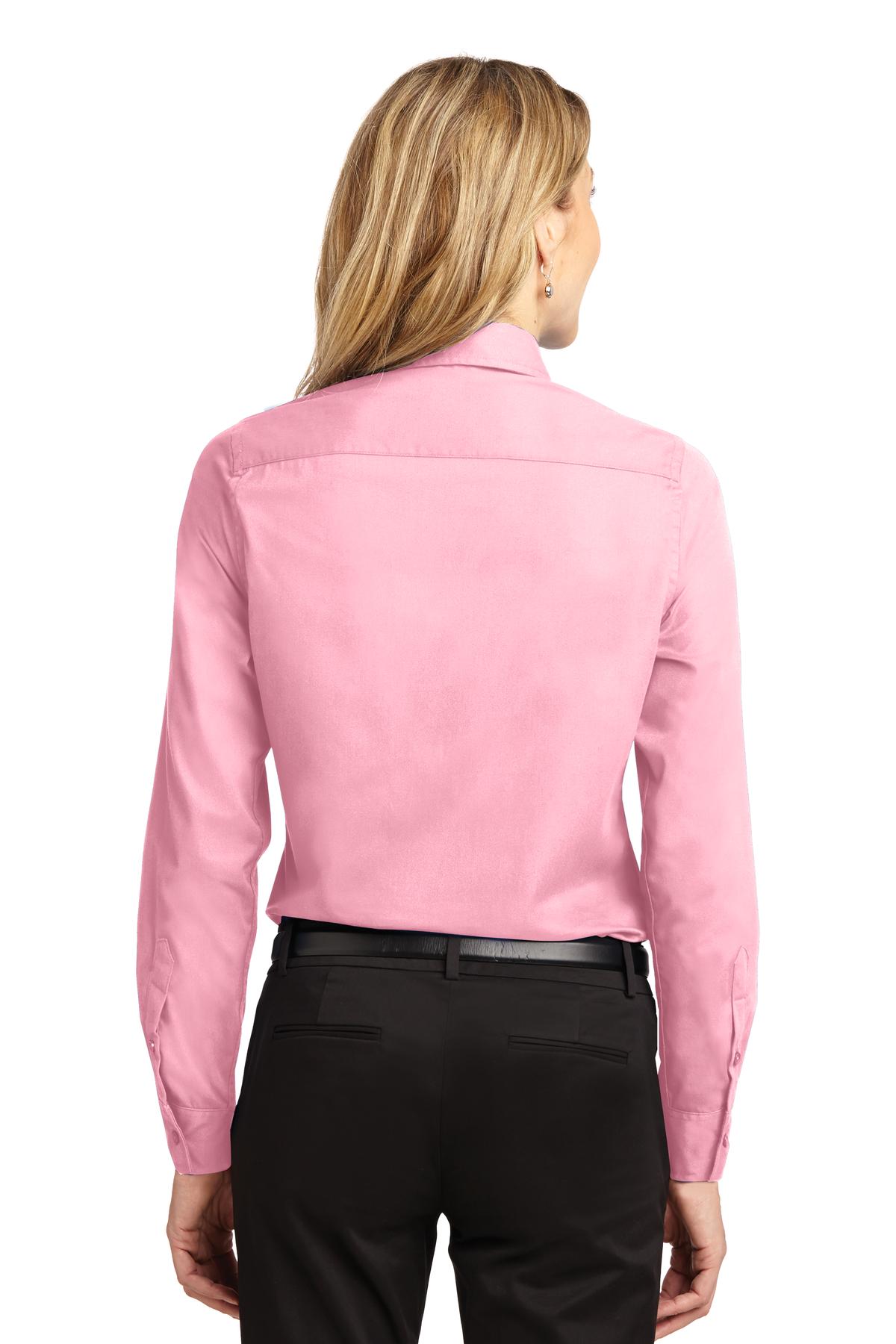 Light Pink Port Authority Women's Long Sleeve Easy Care Shirt. L608