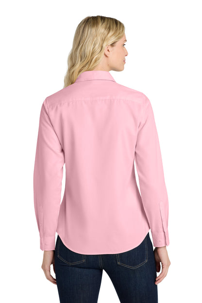 Light Pink Port Authority Women's Long Sleeve Easy Care Shirt. L608