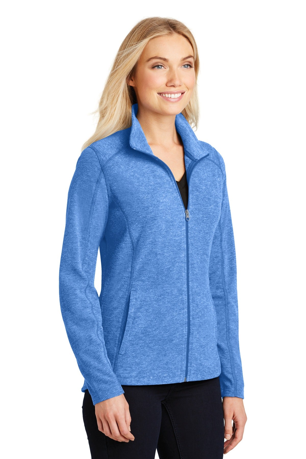Light Royal He Port Authority Women's Heather Microfleece Full-Zip Jacket. L235