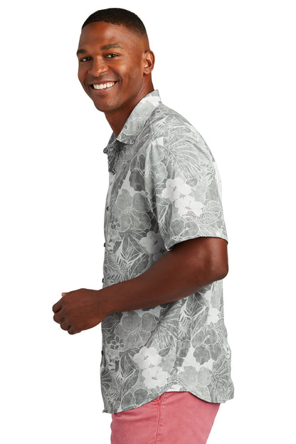 LightGrey Tommy Bahama Coconut Point Playa Flora Short Sleeve Shirt ST325929TB