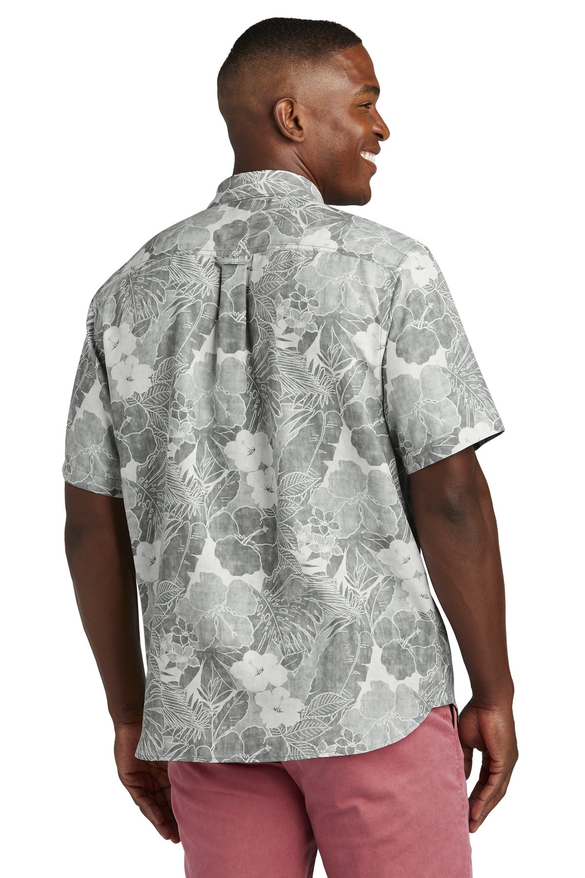 LightGrey Tommy Bahama Coconut Point Playa Flora Short Sleeve Shirt ST325929TB