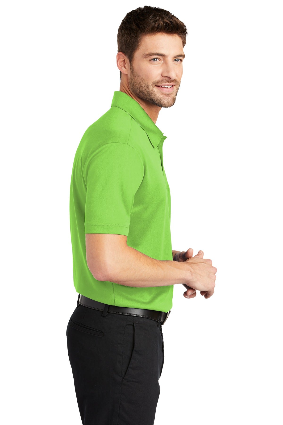 Lime Port Authority Silk Touch Performance Pocket Polo. K540P
