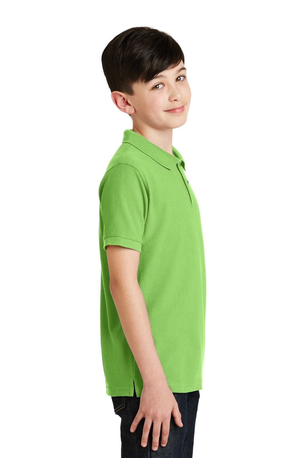 Lime Port Authority Youth Silk Touch Polo. Y500