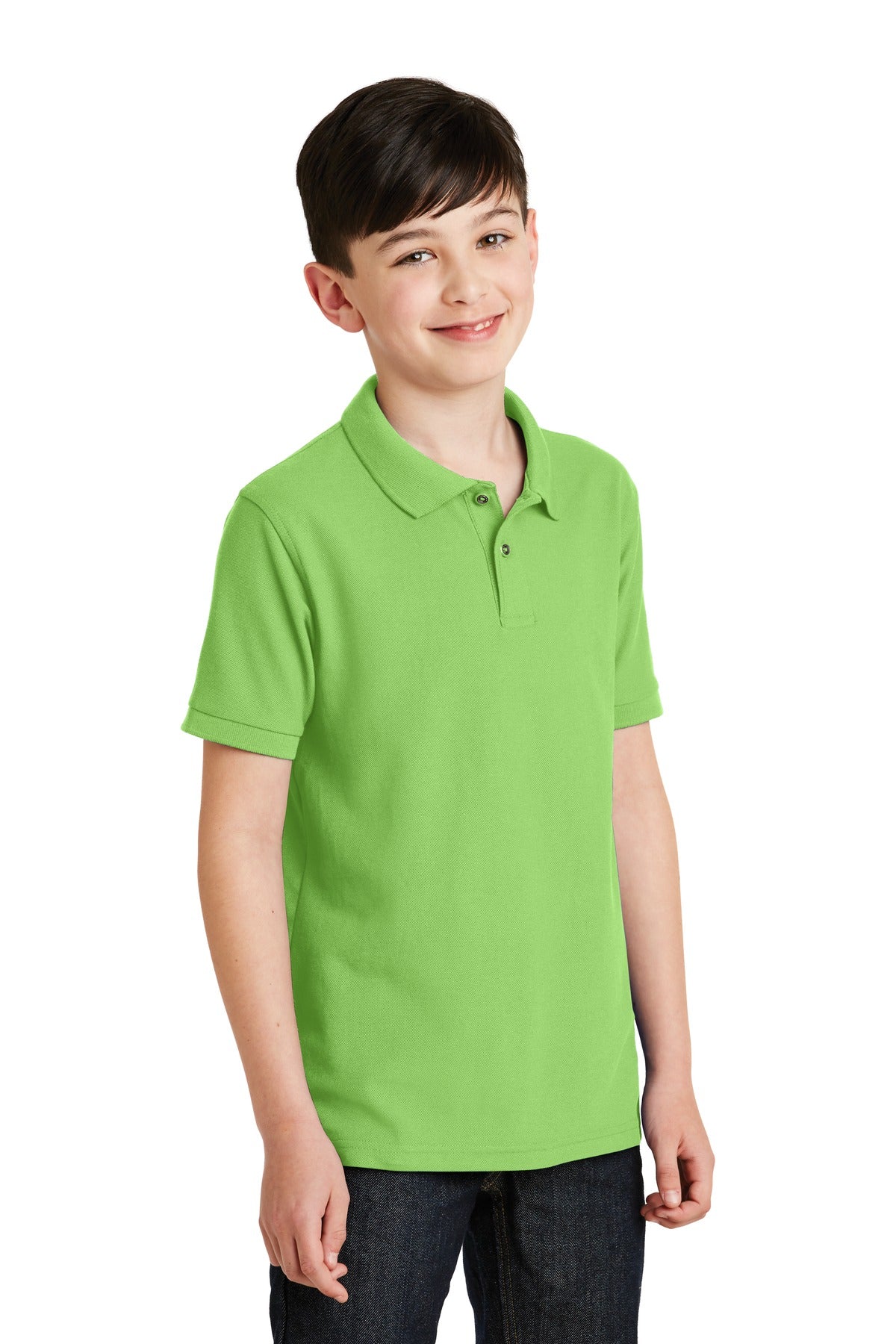 Lime Port Authority Youth Silk Touch Polo. Y500