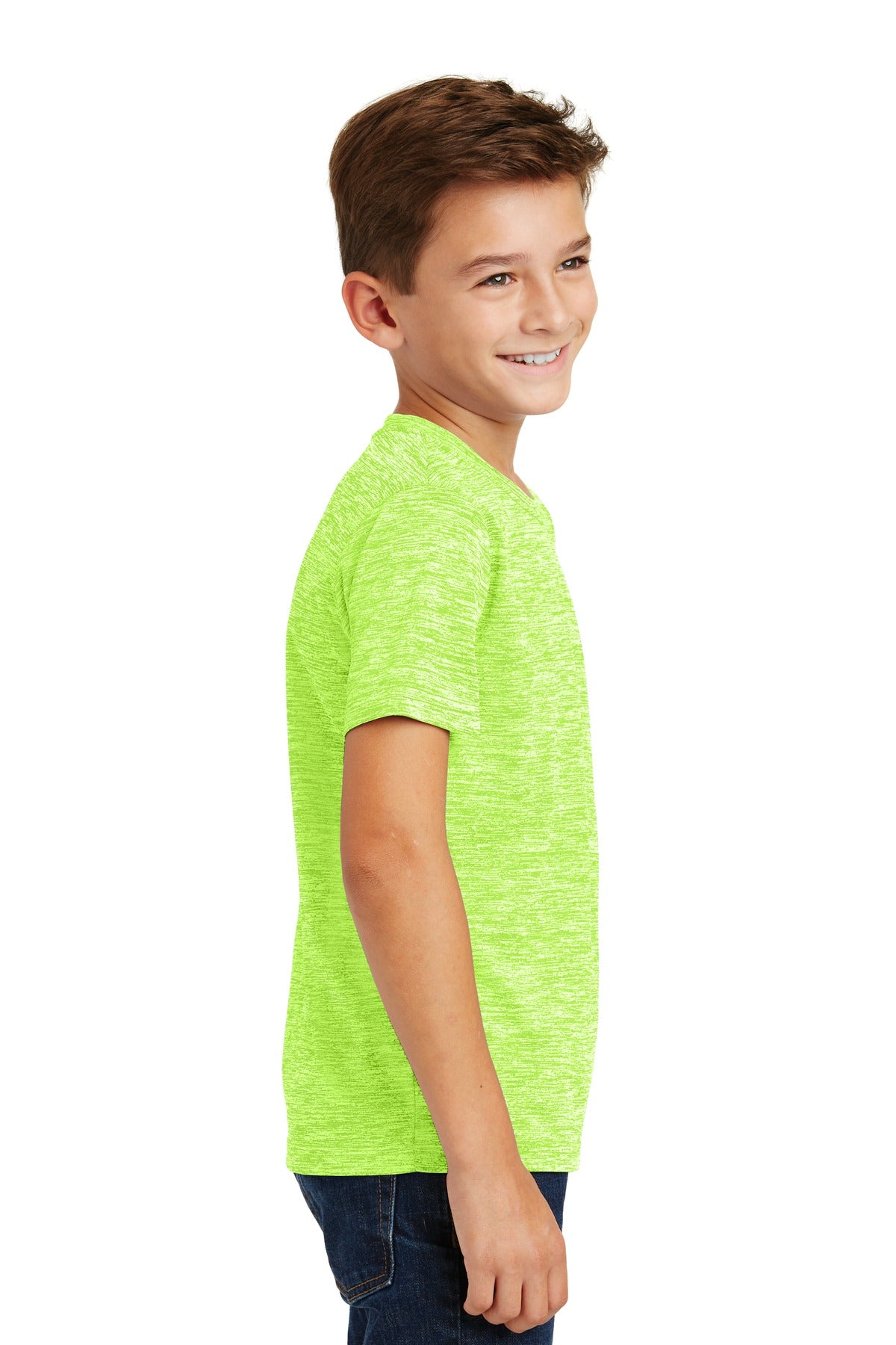 Lime Shock Ele Sport-Tek Youth PosiCharge Electric Heather Tee. YST390