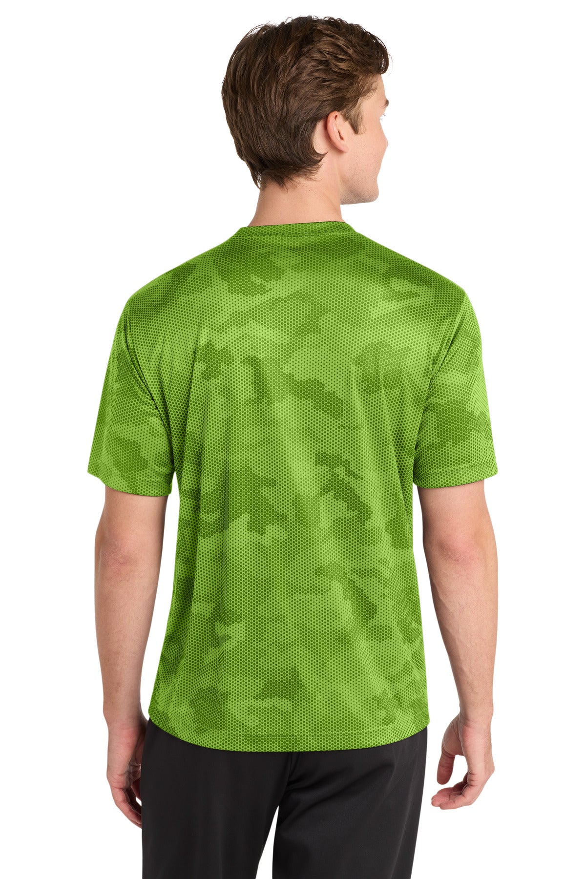 Lime Shock Sport-Tek CamoHex Tee. ST370