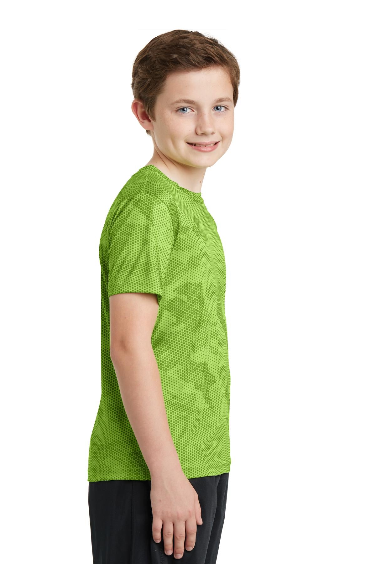 Lime Shock Sport-Tek Youth CamoHex Tee. YST370