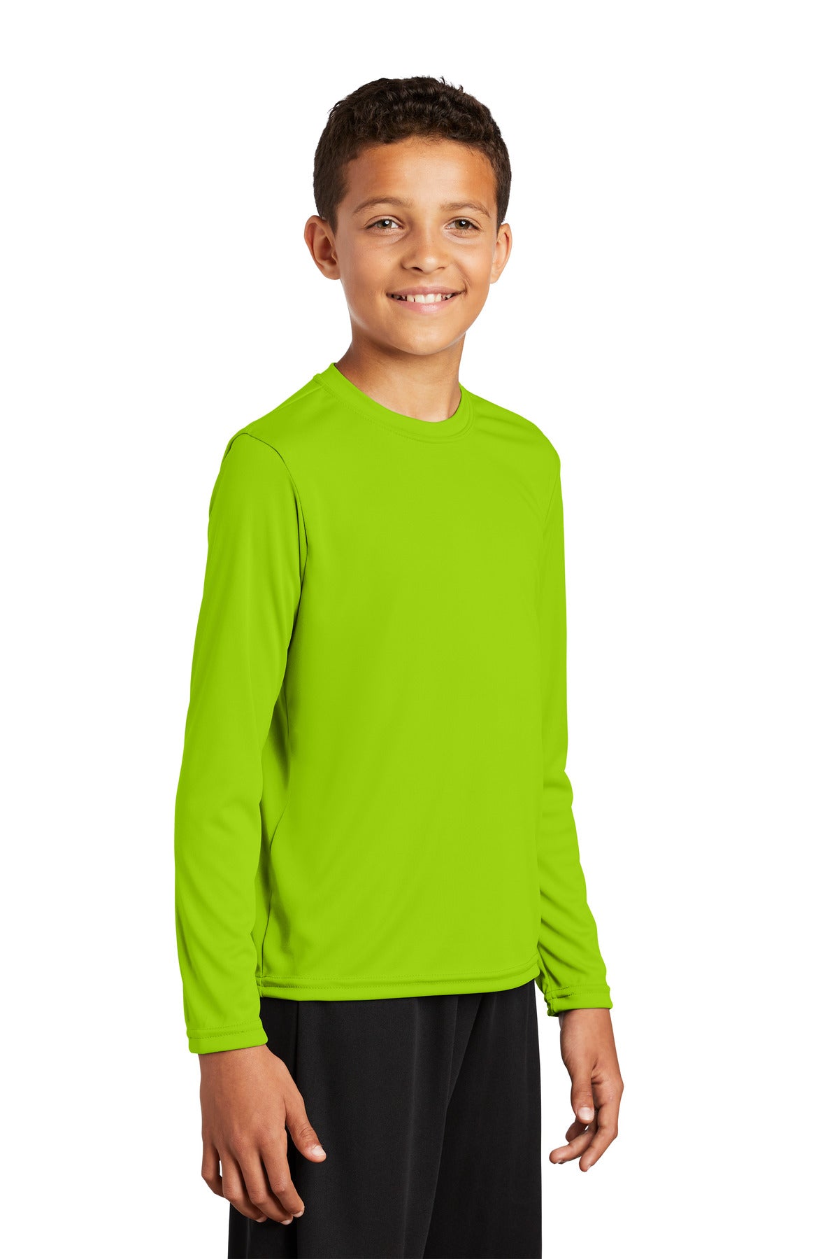 Lime Shock Sport-Tek Youth Long Sleeve PosiCharge Competitor Tee. YST350LS