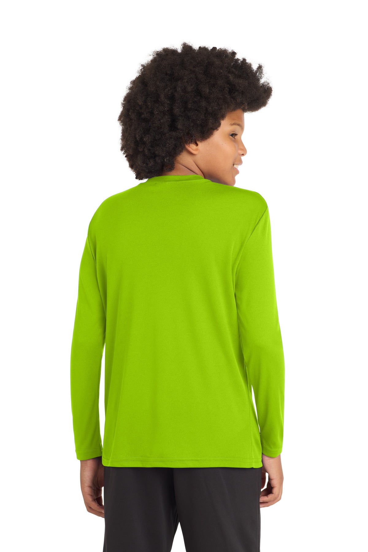 Lime Shock Sport-Tek Youth Long Sleeve PosiCharge Competitor Tee. YST350LS
