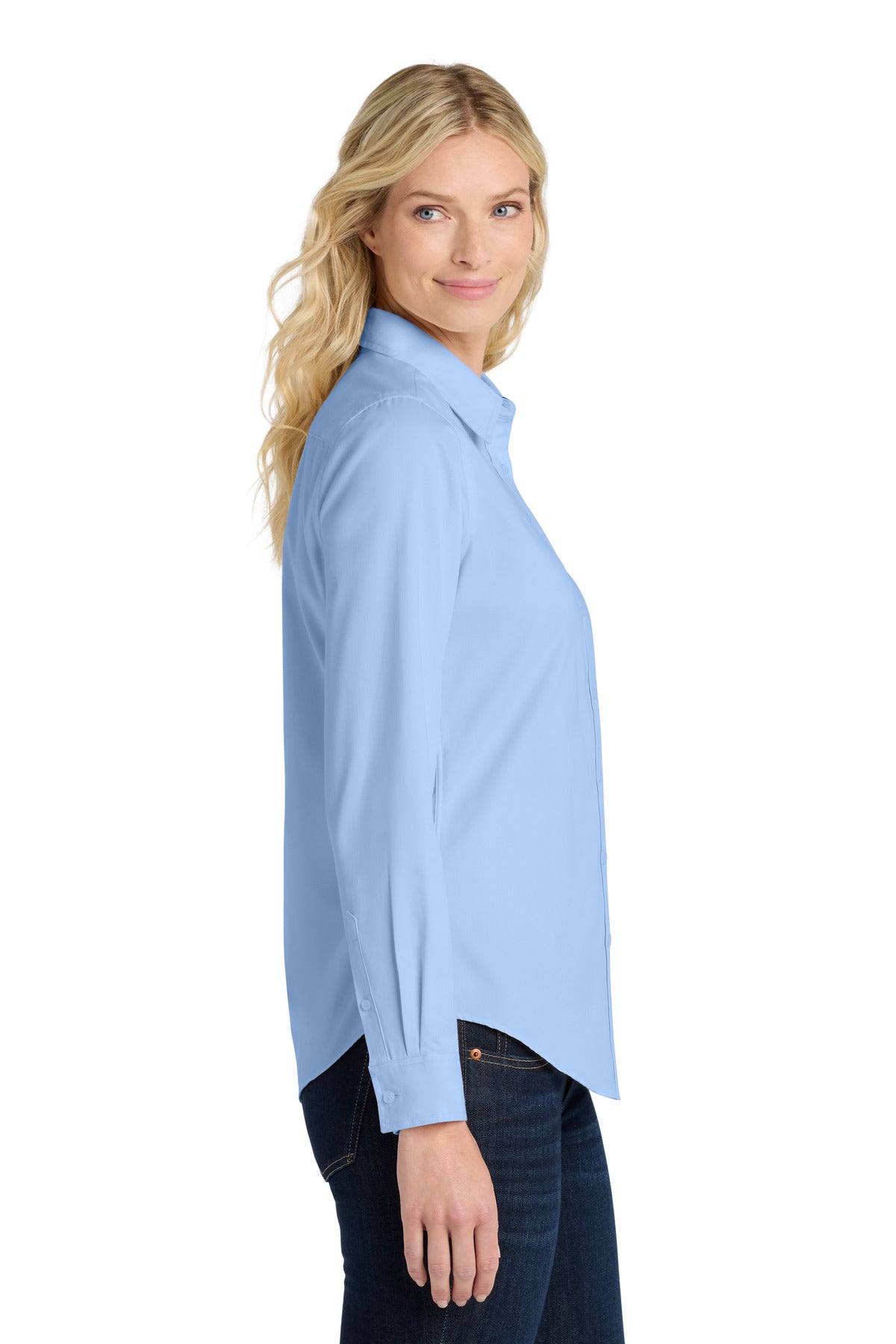 Lt Blue/Lt Stn Port Authority Women's Long Sleeve Easy Care Shirt. L608