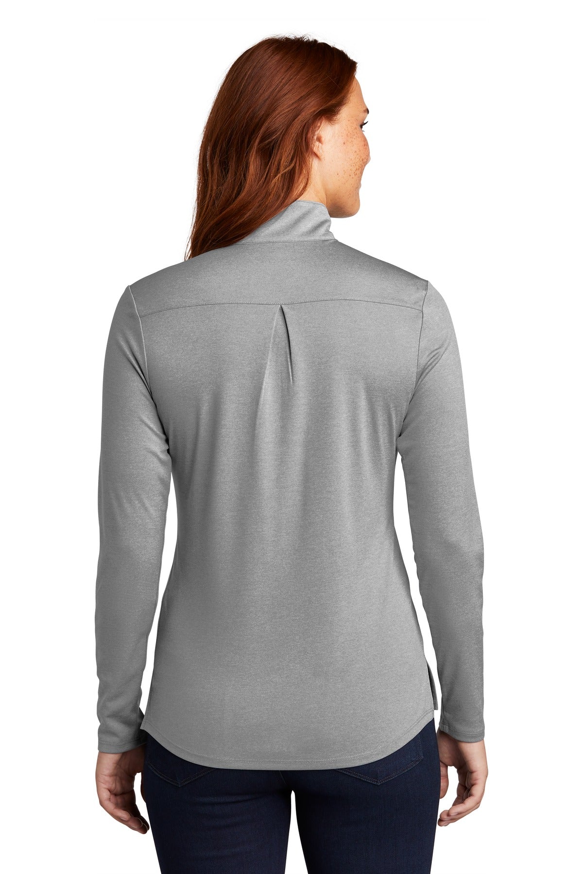 Lt Grey Hthr Sport-Tek Women's Endeavor 1/2-Zip Pullover. LST469