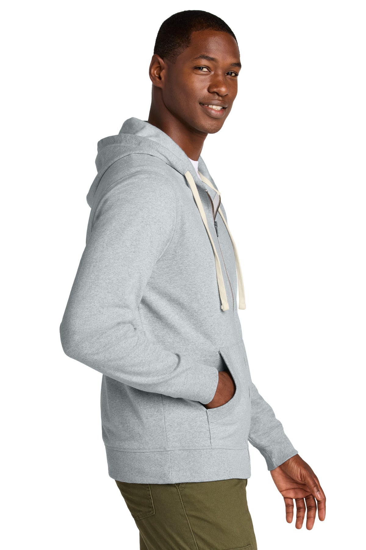 Lt Hthr Grey District Re-Fleece Full-Zip Hoodie DT8102
