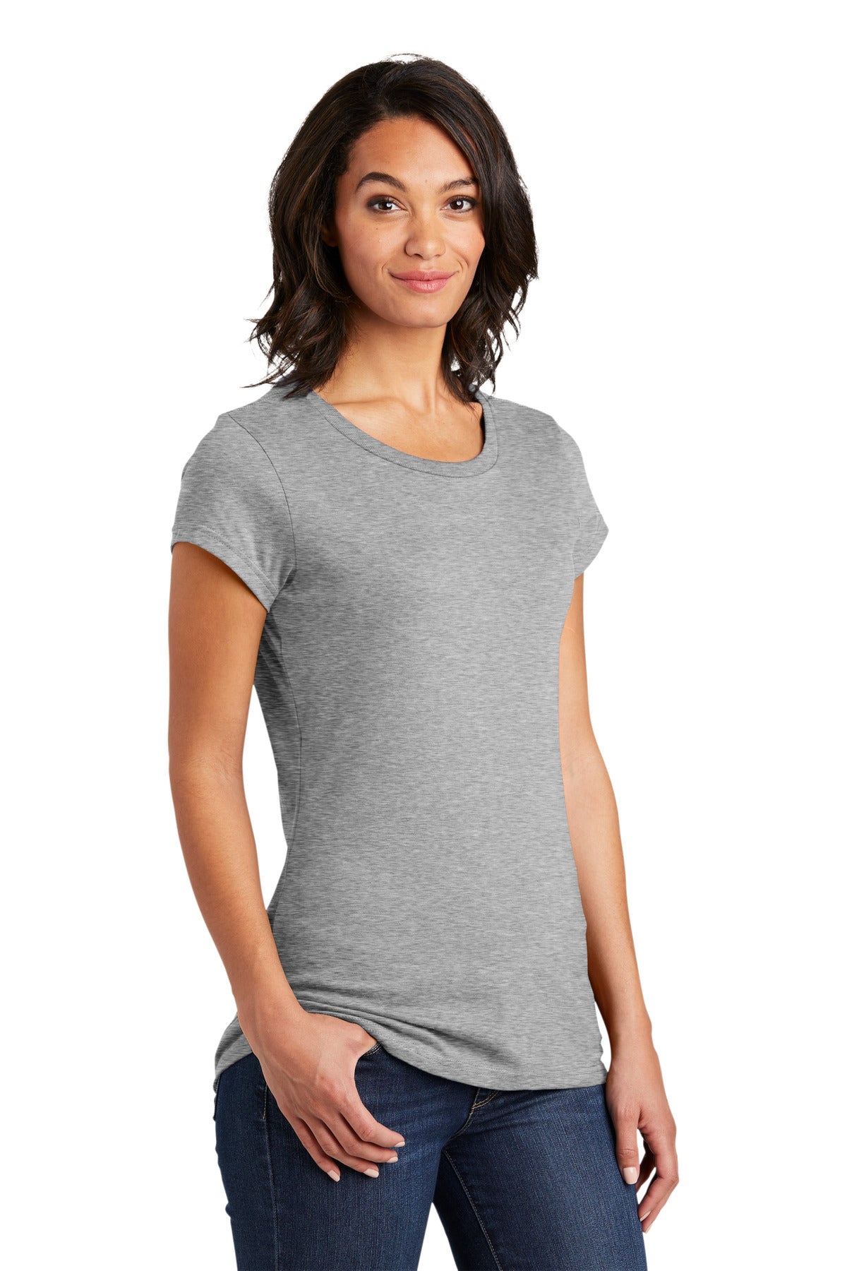 Lt Hthr Grey District Women's Fitted Very Important Tee . DT6001