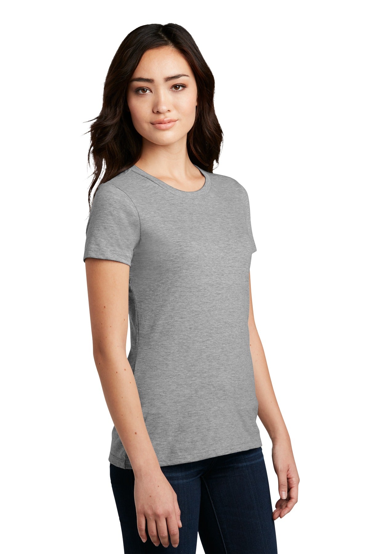 Lt Hthr Grey District Women's Perfect Blend CVC Tee. DM108L