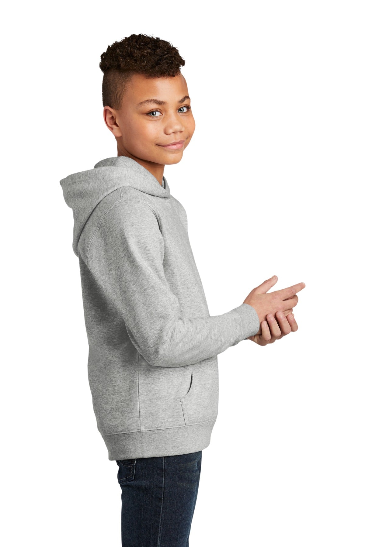 Lt Hthr Grey District Youth V.I.T. Fleece Hoodie DT6100Y