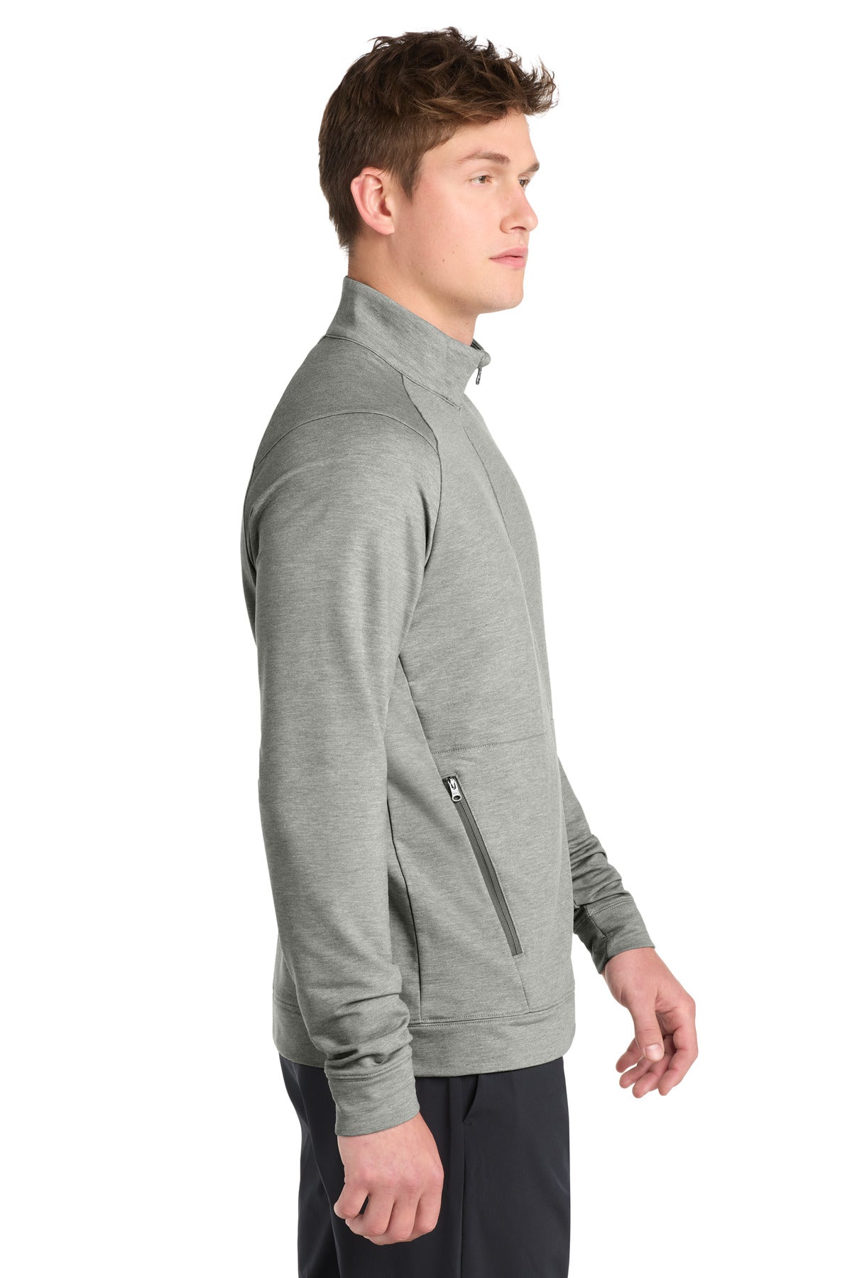 LtGreyHt Sport-Tek Sport-Wick Flex Fleece Full-Zip. ST560