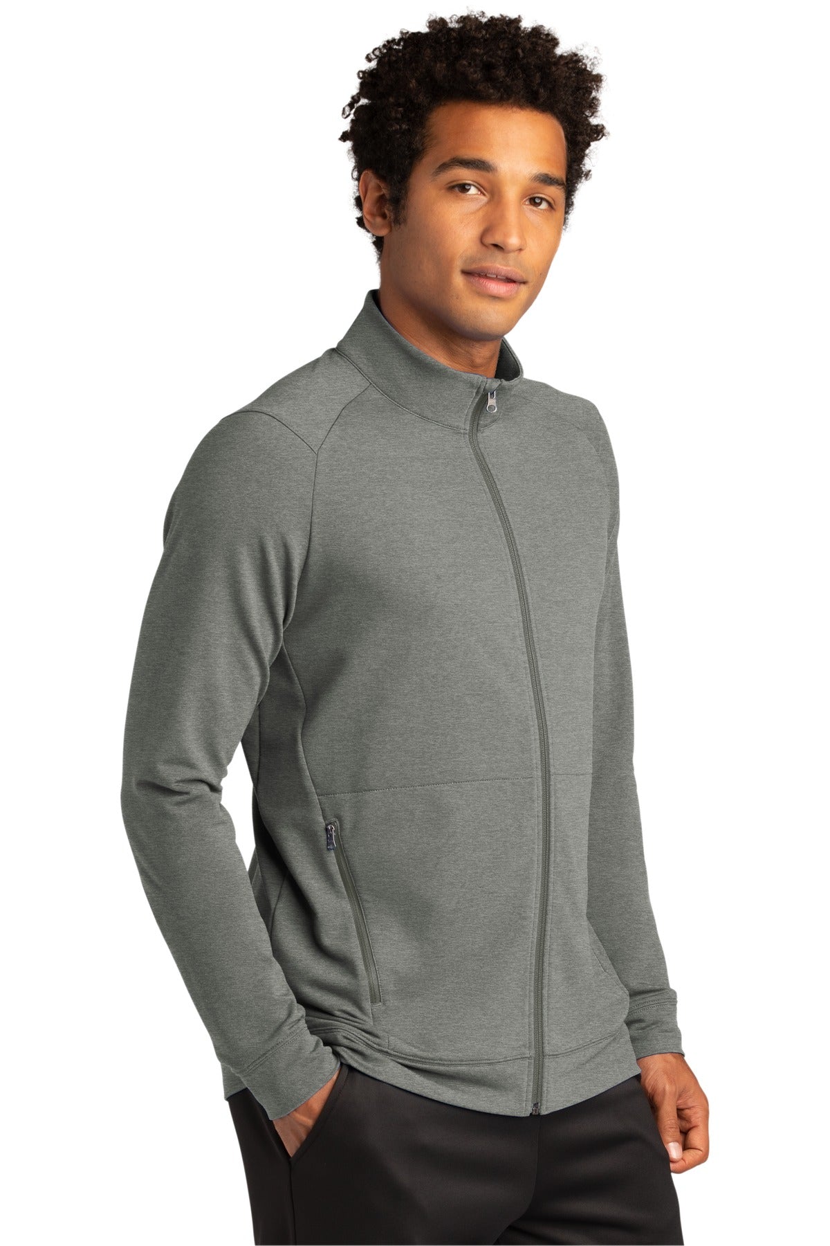 LtGreyHt Sport-Tek Sport-Wick Flex Fleece Full-Zip. ST560