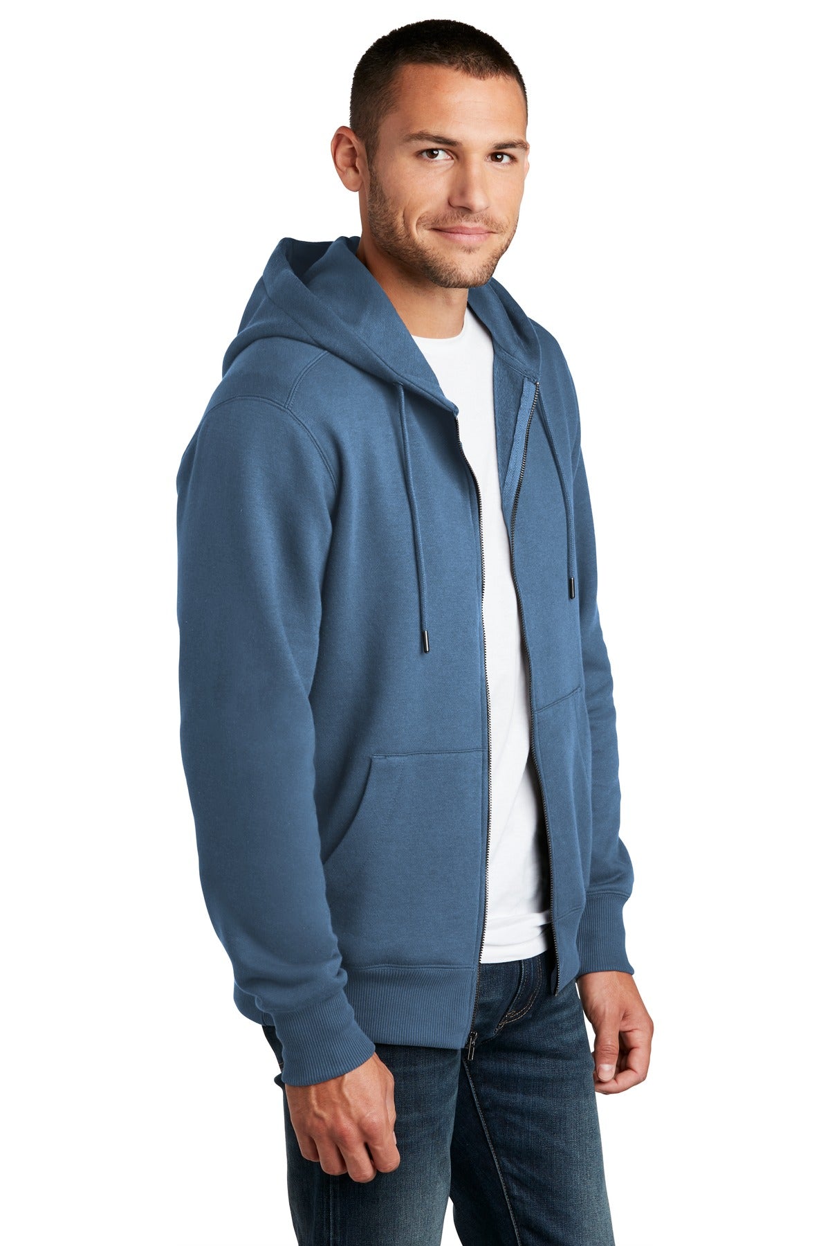 Maritime Blue District Perfect Weight Fleece Full-Zip Hoodie DT1103