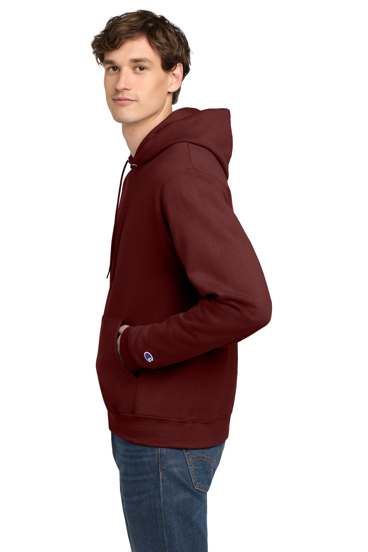 Maroon Champion Powerblend Pullover Hoodie. S700