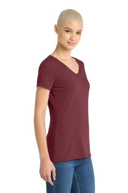 Maroon Frost District Women's Perfect Tri V-Neck Tee. DM1350L