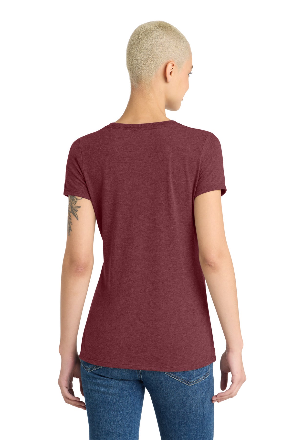 Maroon Frost District Women's Perfect Tri V-Neck Tee. DM1350L