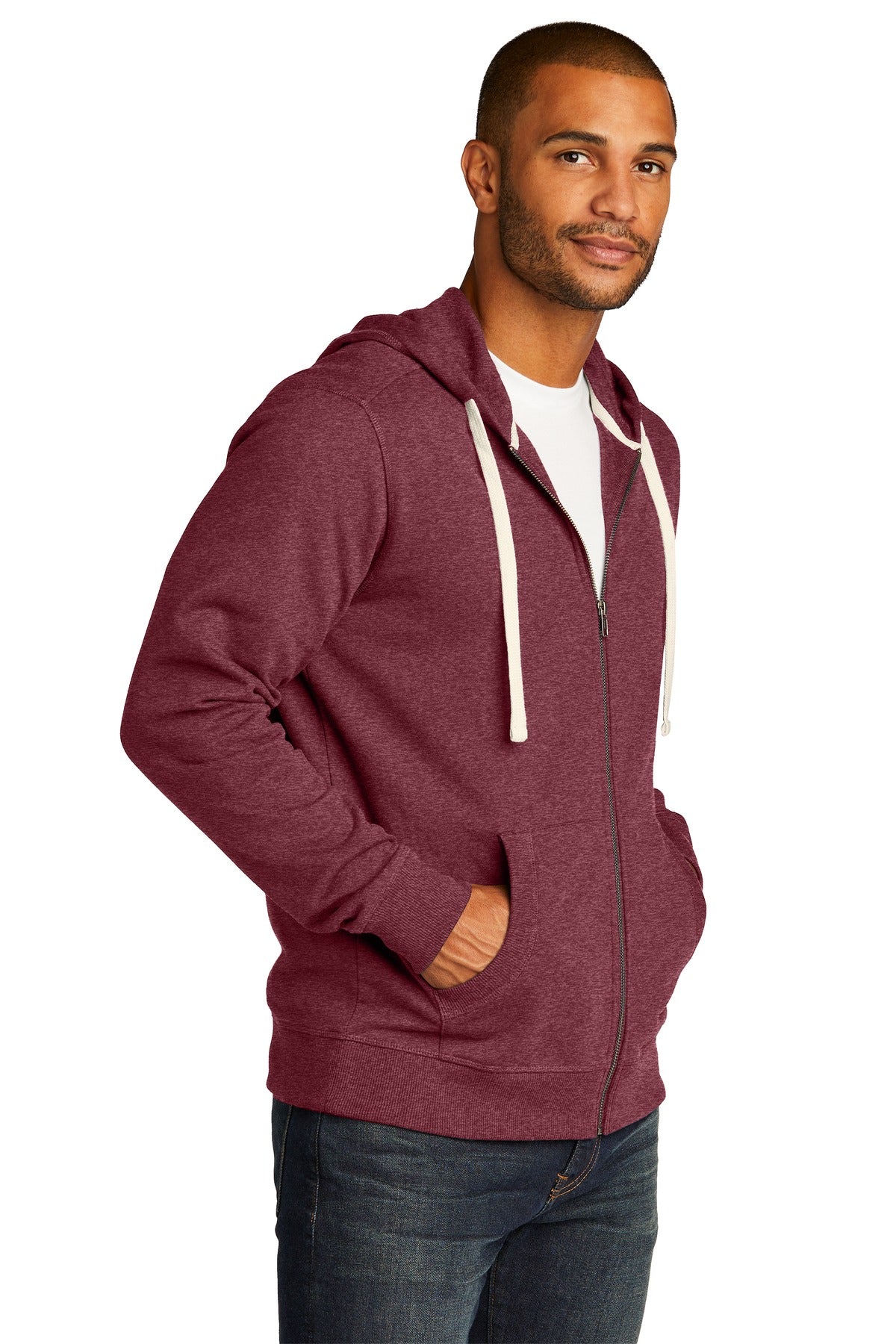 Maroon Hthr District Re-Fleece Full-Zip Hoodie DT8102