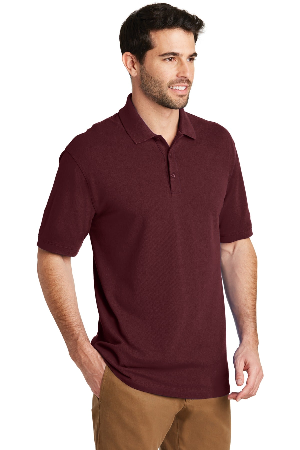 Maroon Port Authority EZCotton Polo. K8000