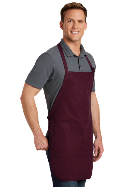 Maroon Port Authority Full-Length Apron with Pockets. A500