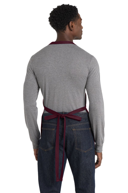 Maroon Port Authority Medium-Length Apron with Pouch Pockets. A510